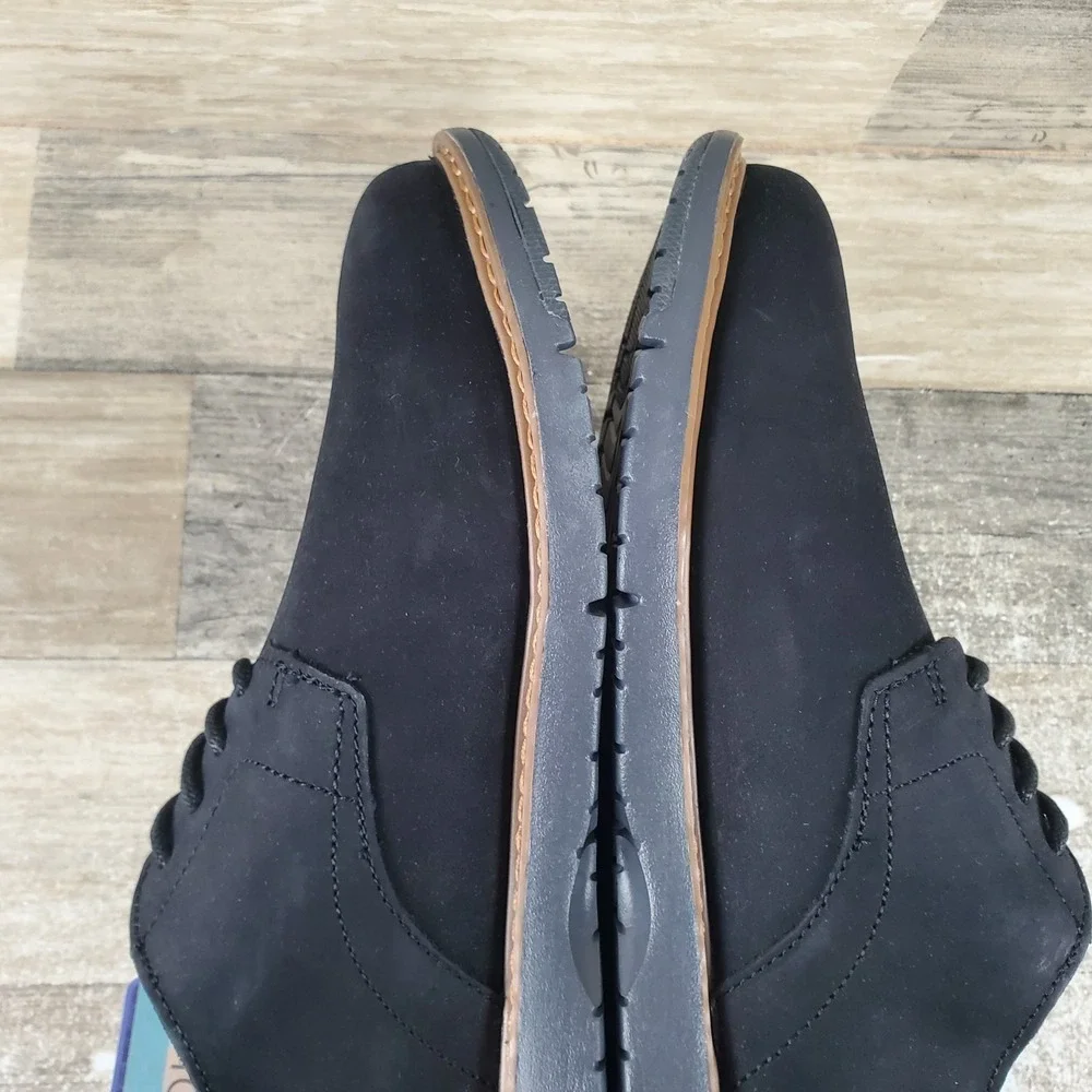 Toms Navi Mens Dress Shoes Sz 8.5 D Casual Black Leather Suede Lace Up Oxford